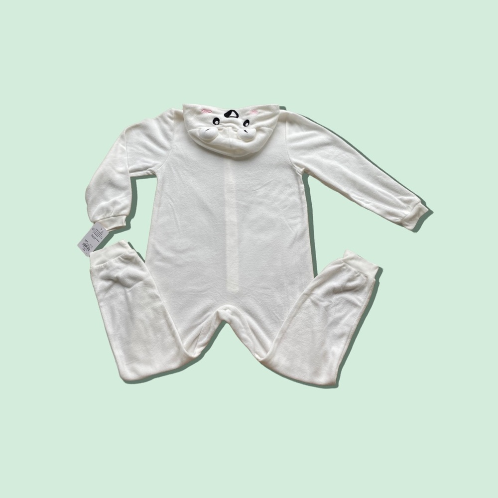 CUDDL DUDS Girl’s White Bear Hoodie One Piece Pajamas. Size: S (6/6X) - Picture 3 of 7